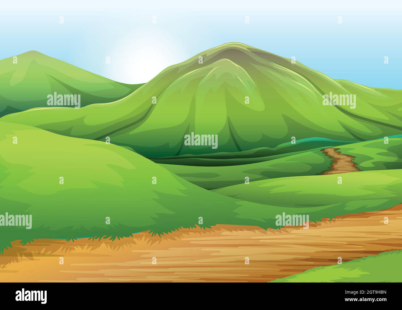 Flat nature road to the hill Stock Vector Image & Art Alamy