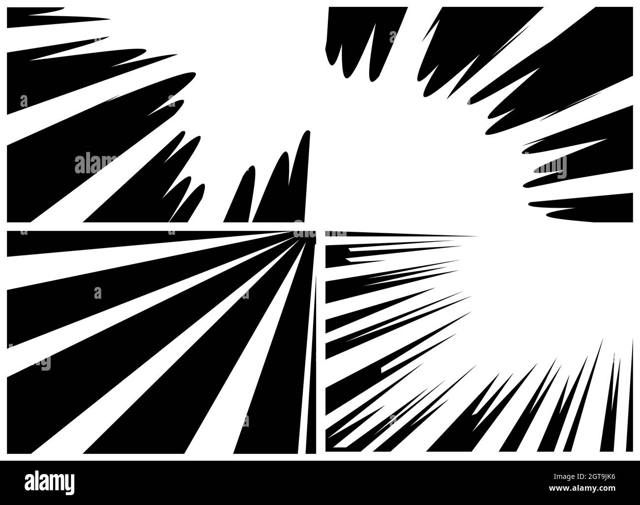 Simple black comic book style background elements set Stock Vector