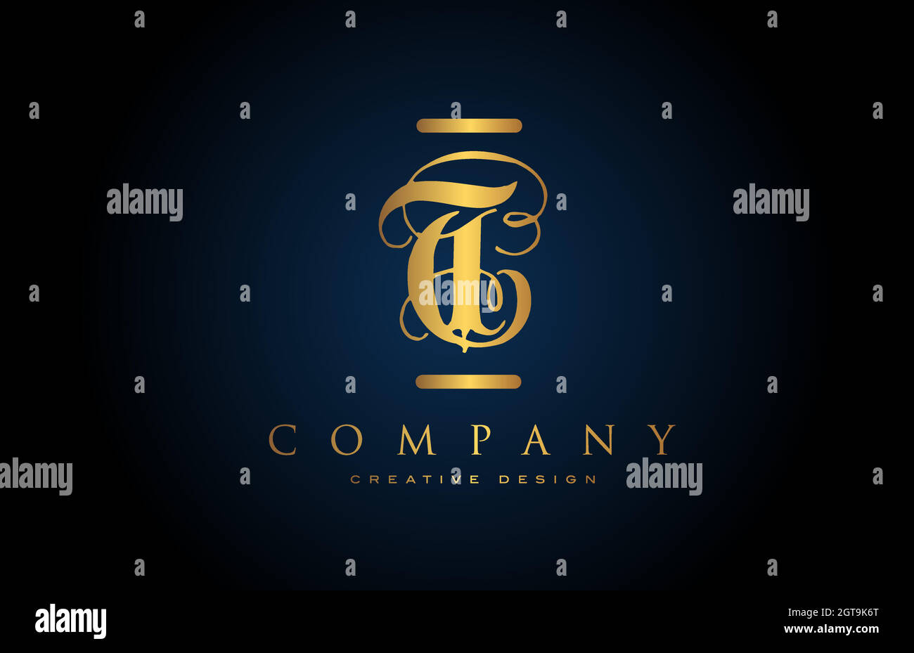 vintage gold T alphabet letter logo icon for company and business ...