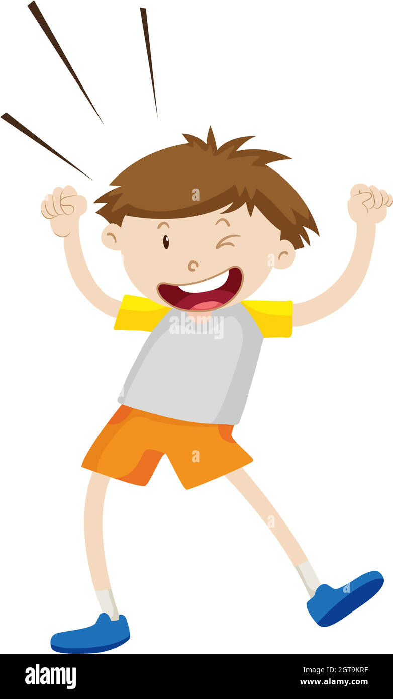 Little boy winking and dancing Stock Vector