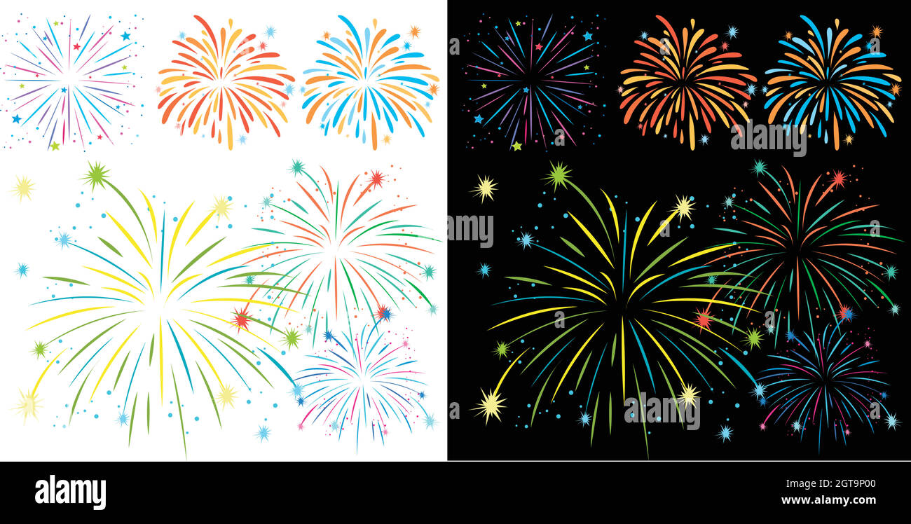 Fireworks on black and white background Stock Vector Image & Art Alamy
