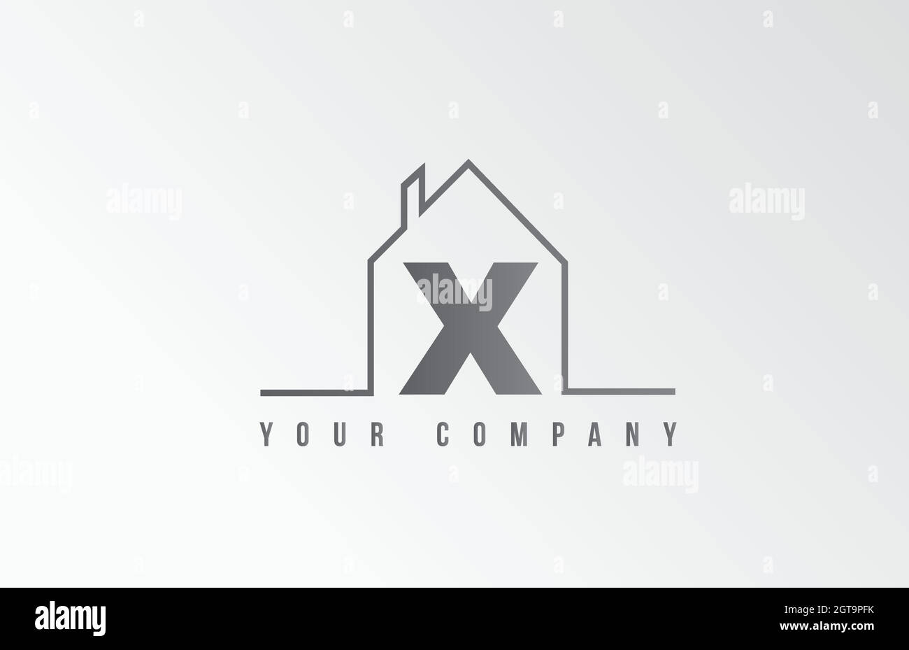 X home alphabet icon logo letter design. House  for a real estate company. Business identity with thin line contour Stock Vector