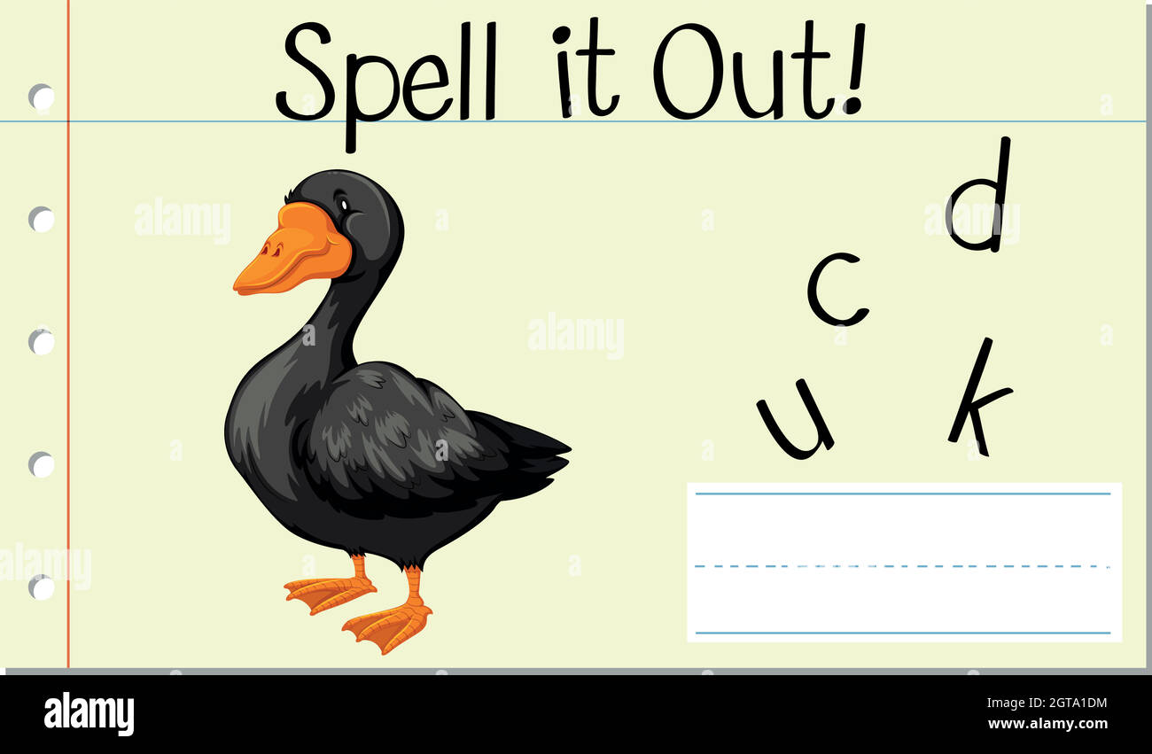 Spell English word duck Stock Vector Image & Art - Alamy