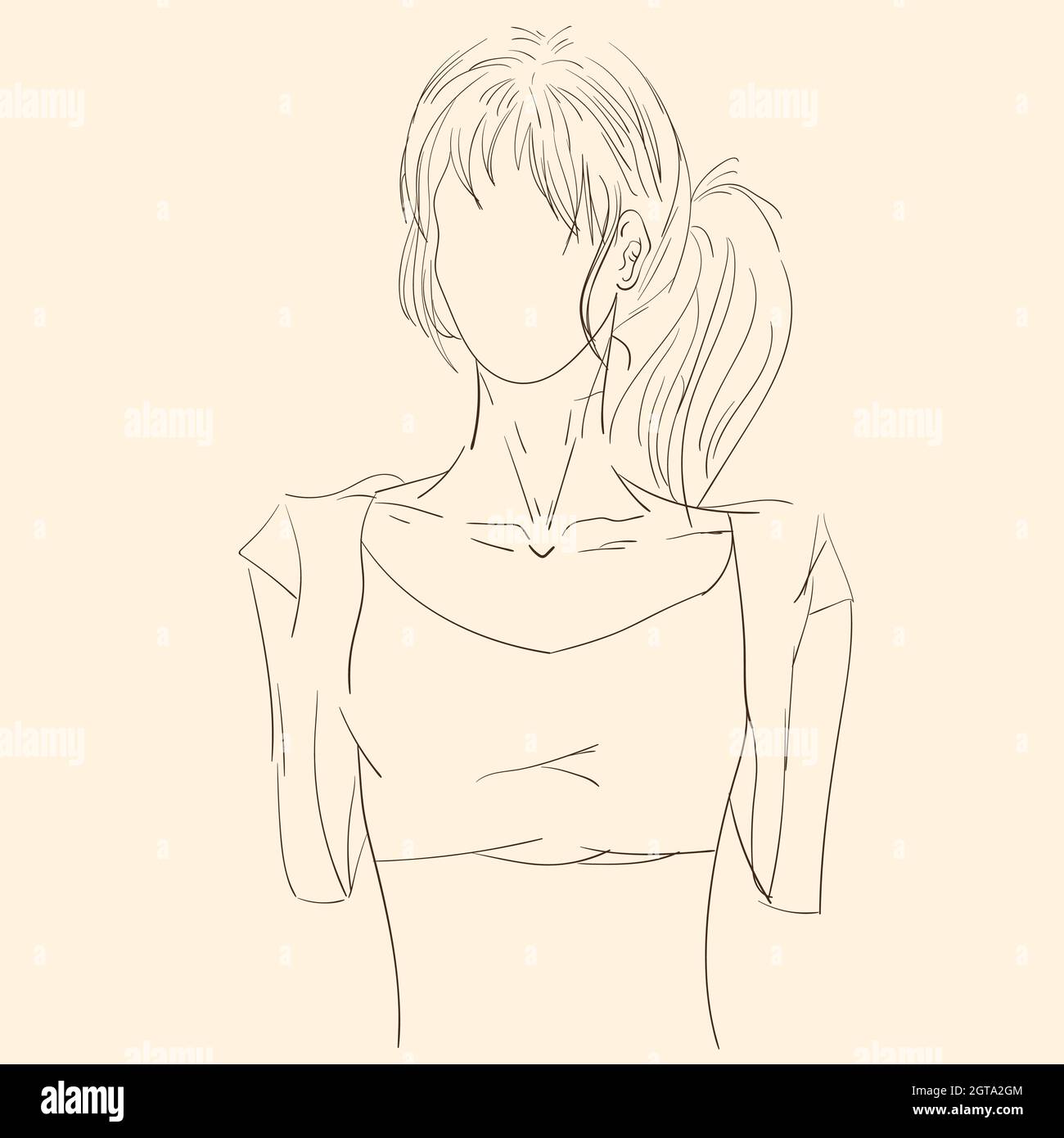 Drawing sketch girl with loose hair  Stock Vector