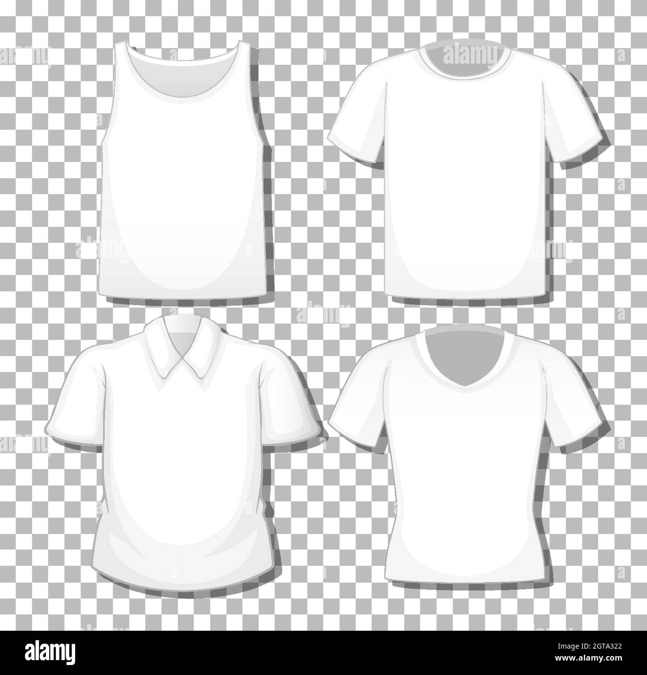 Set of different white shirts isolated on white background Stock Vector