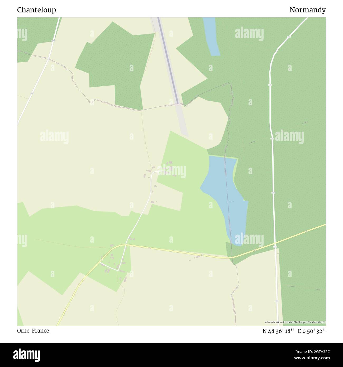 Chanteloup, Orne, France, Normandy, N 48 36' 18'', E 0 50' 32'', map, Timeless Map published in 2021. Travelers, explorers and adventurers like Florence Nightingale, David Livingstone, Ernest Shackleton, Lewis and Clark and Sherlock Holmes relied on maps to plan travels to the world's most remote corners, Timeless Maps is mapping most locations on the globe, showing the achievement of great dreams Stock Photo