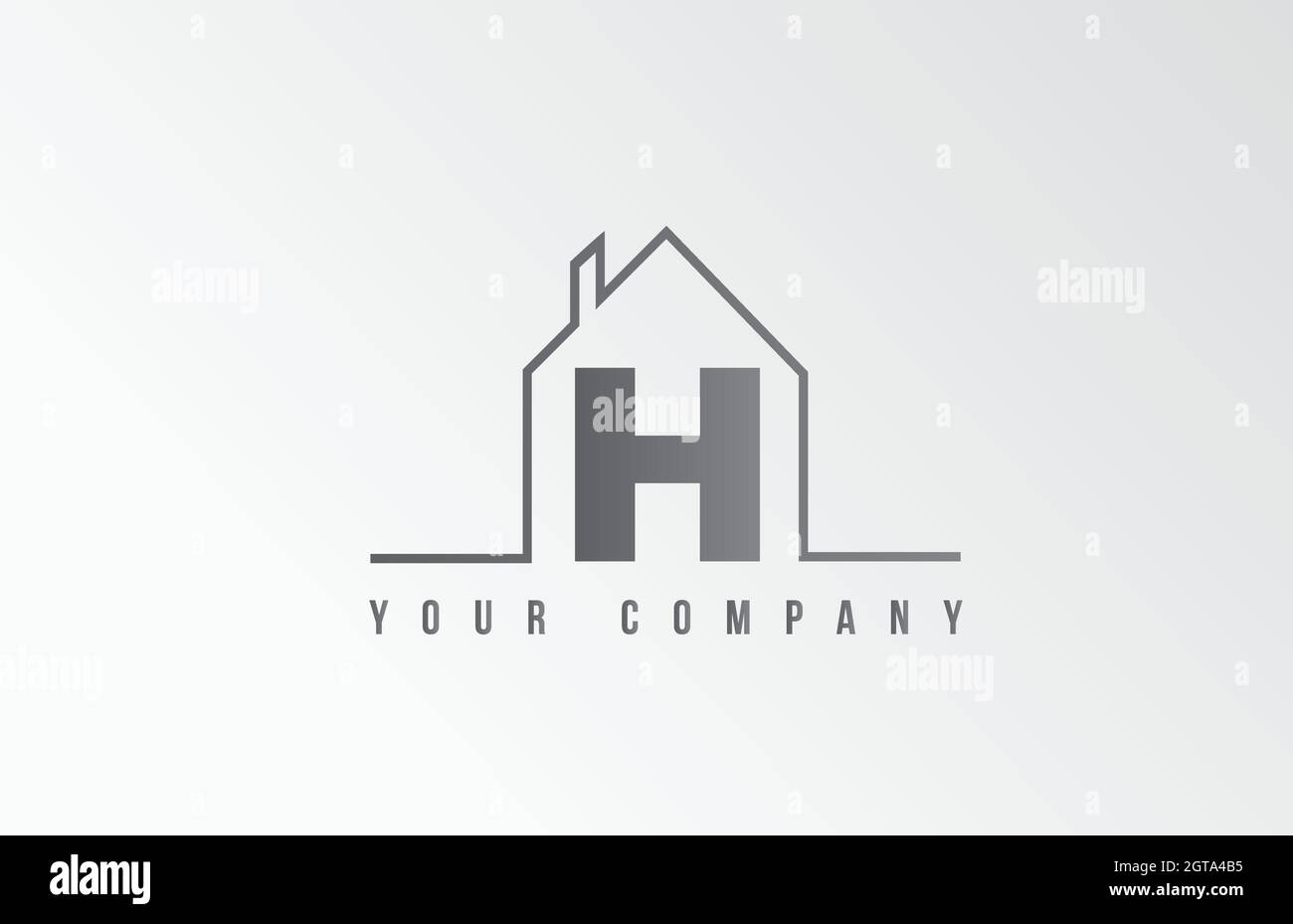 H home alphabet icon logo letter design. House  for a real estate company. Business identity with thin line contour Stock Vector