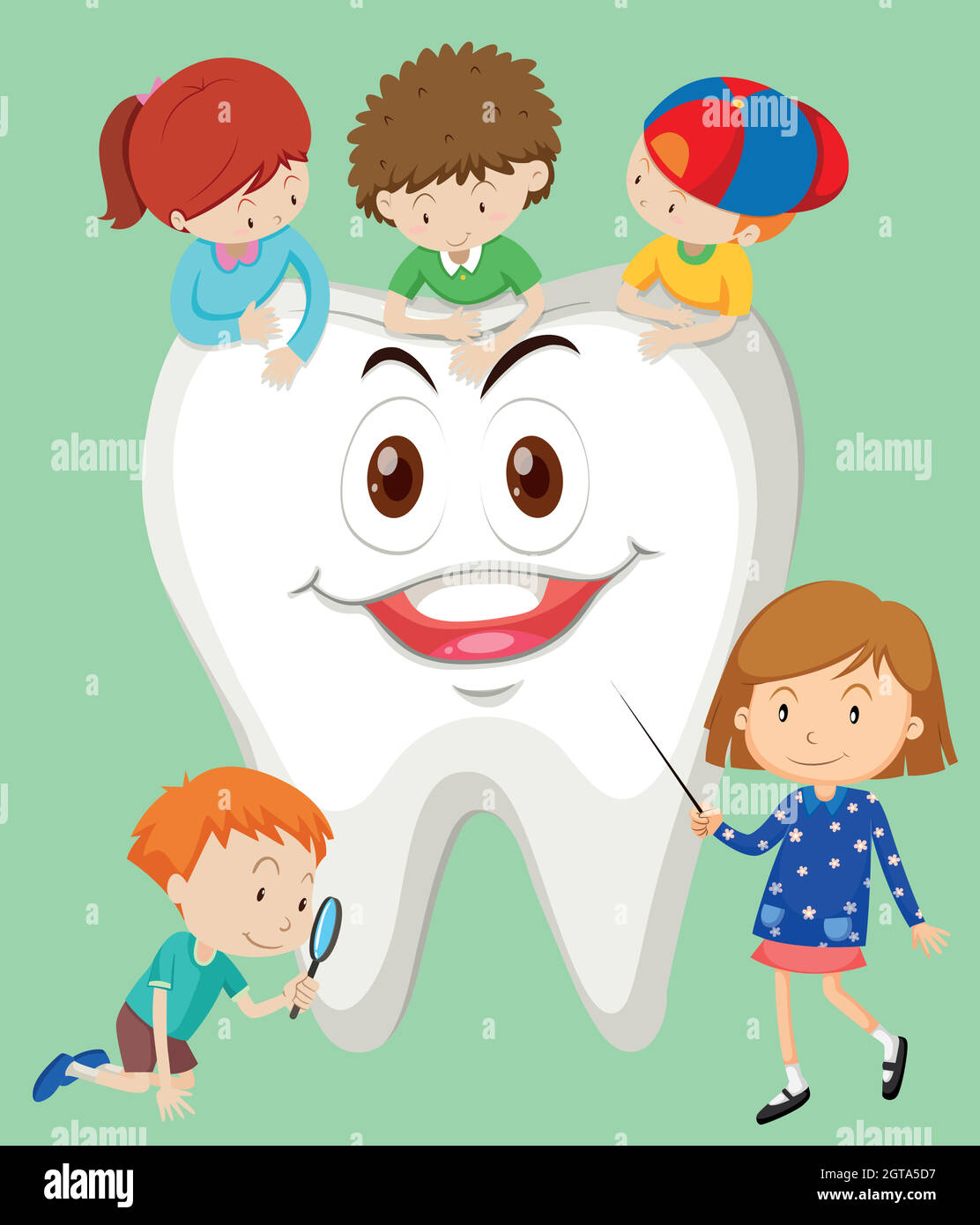Children and happy tooth Stock Vector