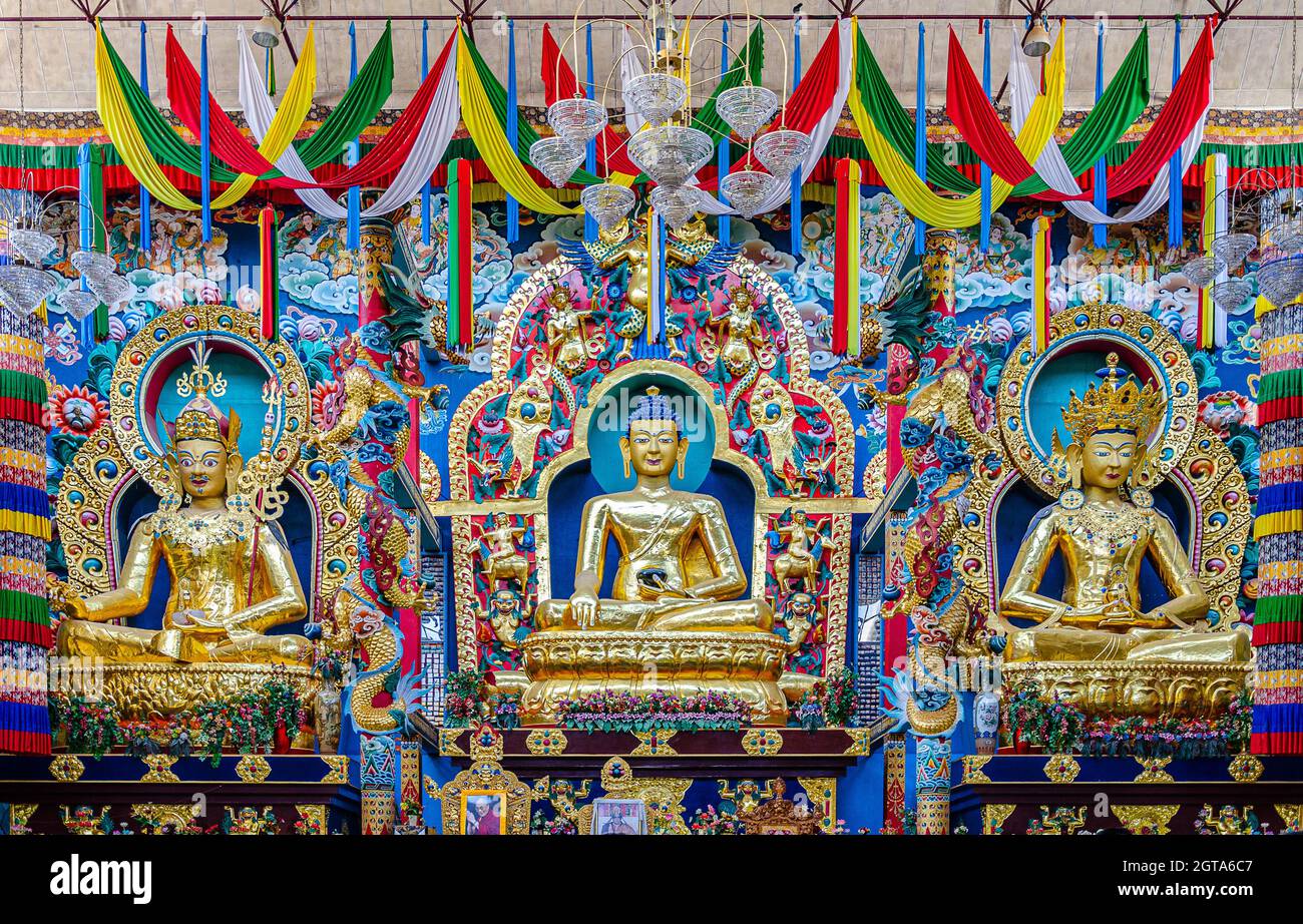 Buddhist Golden Temple at KushalNagar, Karnataka, India Stock Photo