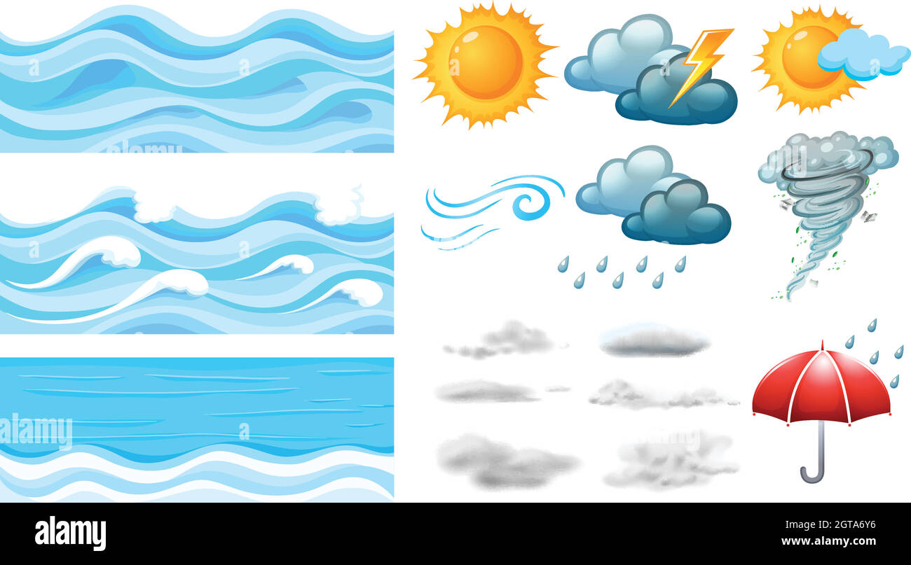 Different symbols of weather Stock Vector