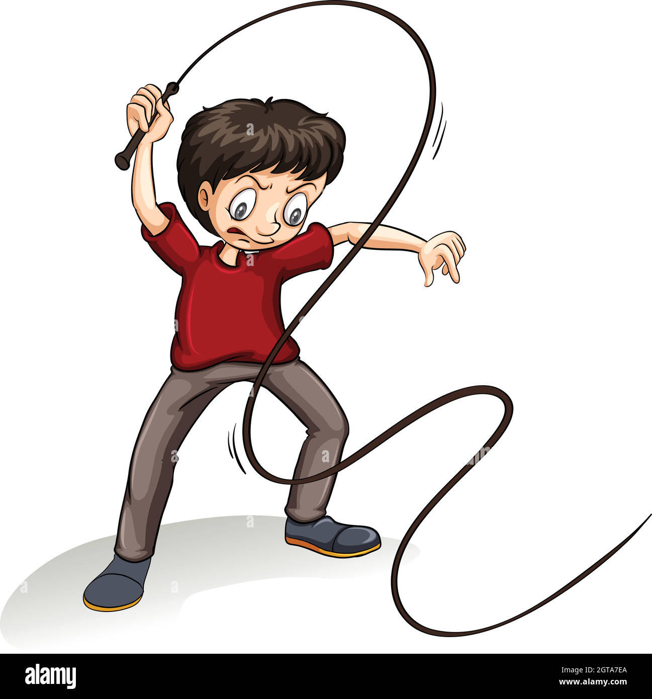Angry man holding a rope Stock Vector