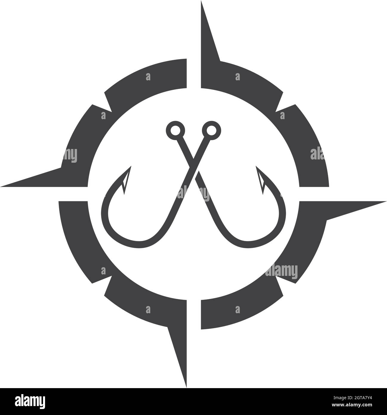 fishing hook logo icon vector illustration Stock Vector Image & Art - Alamy