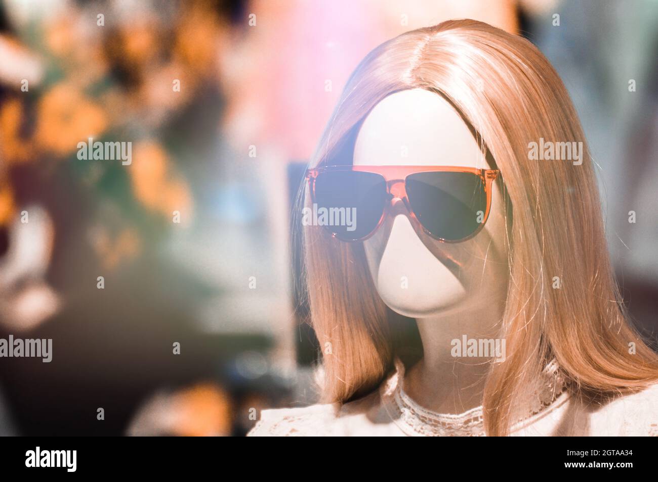 Portrait Of Mannequin Wearing Sunglasses Stock Photo