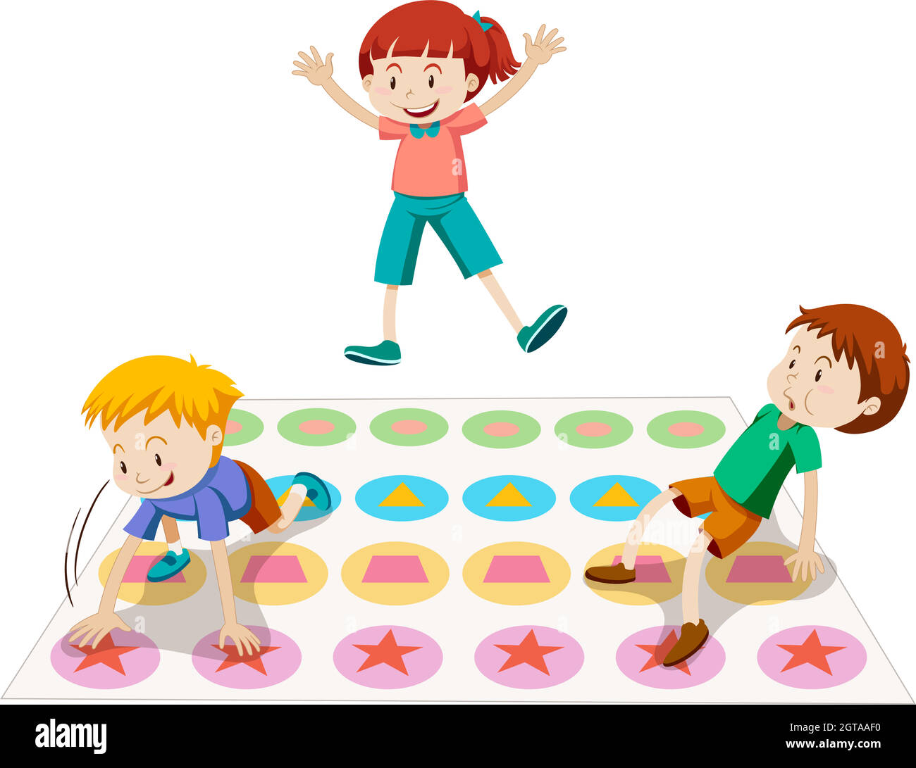 Children playing twister together Stock Vector