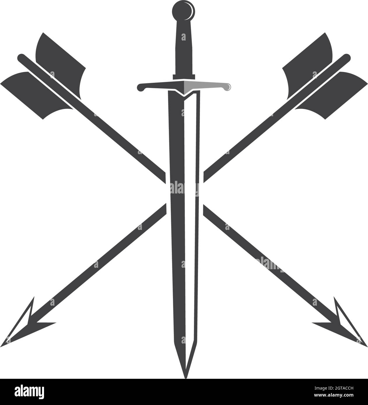 Five swords crossing on a symbolic Royalty Free Vector Image