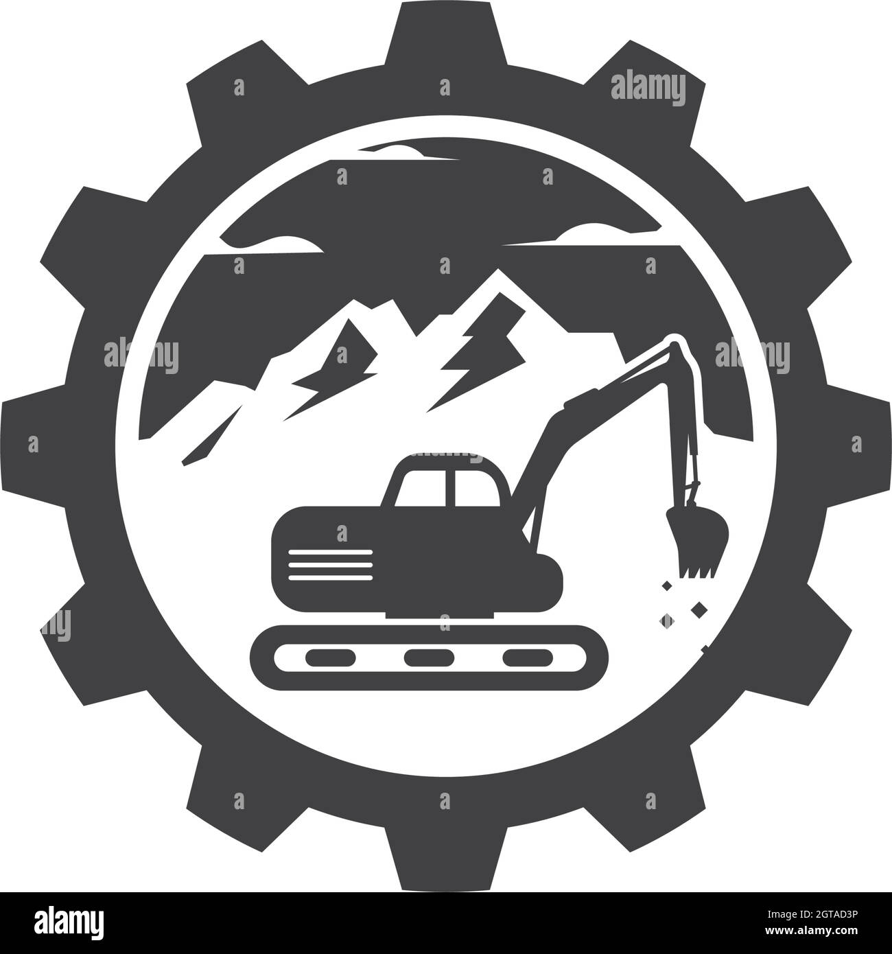 excavator gear concept  icon logo vector design Stock Vector
