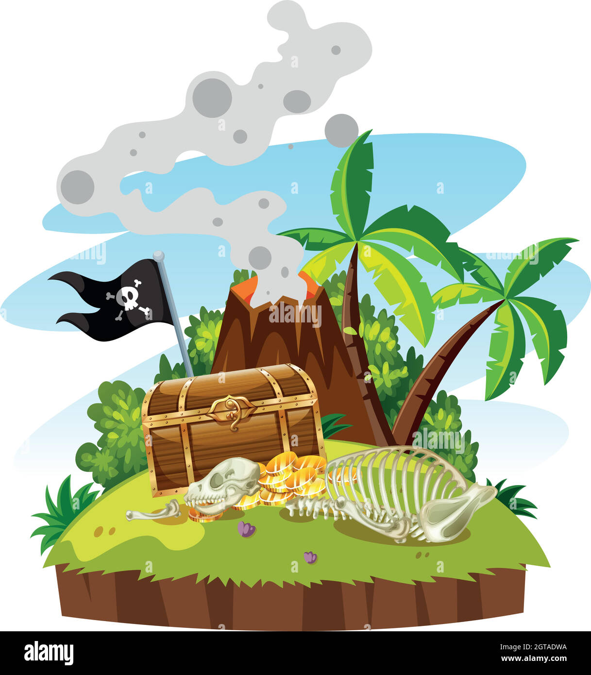 Treasure island with chest and gold Stock Vector Image & Art Alamy