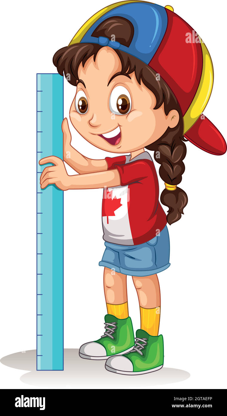 Canadian girl with measuring ruler Stock Vector