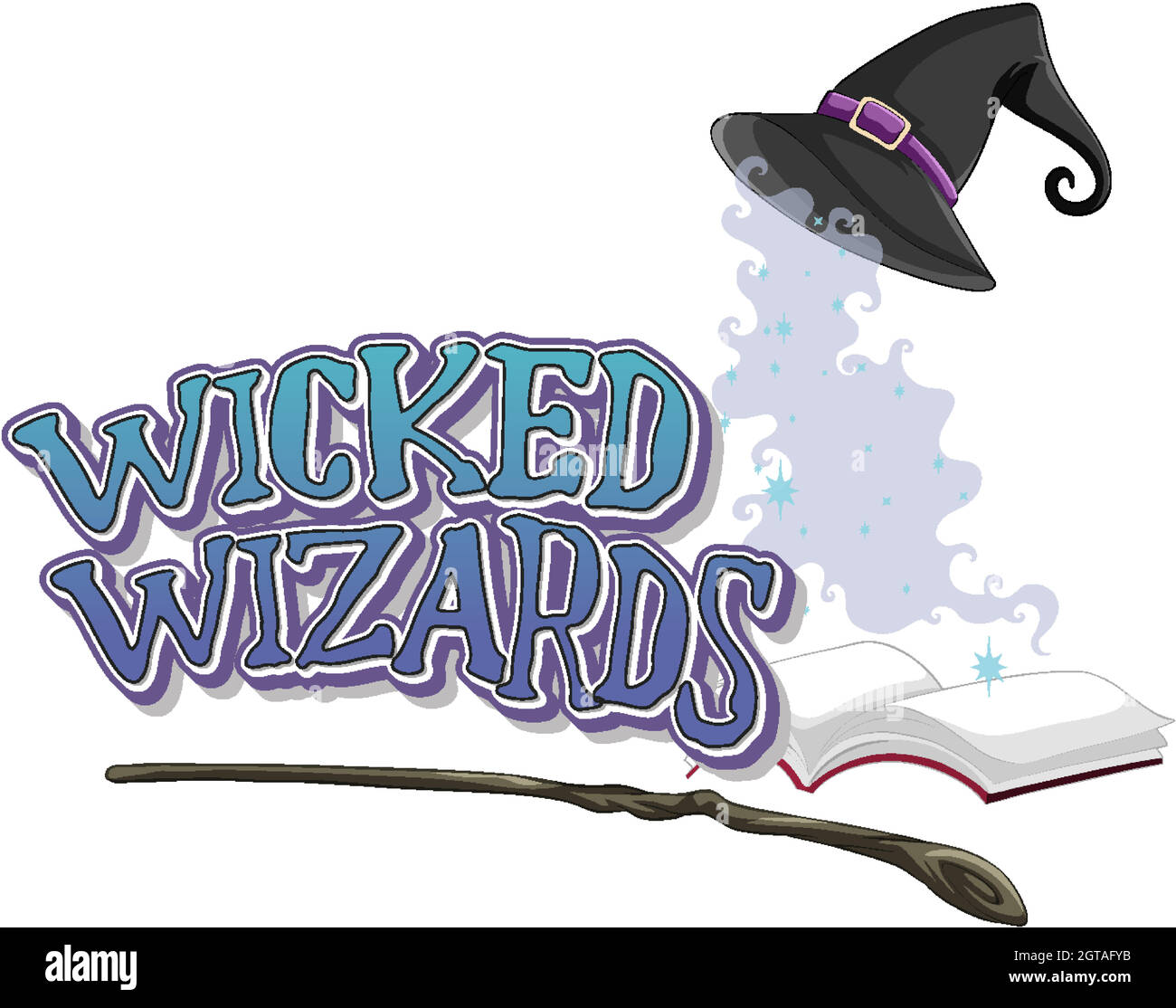 Wicked wizards logo on white background Stock Vector