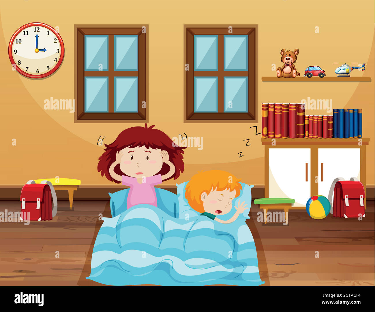 Getting Into Bed Clipart Image