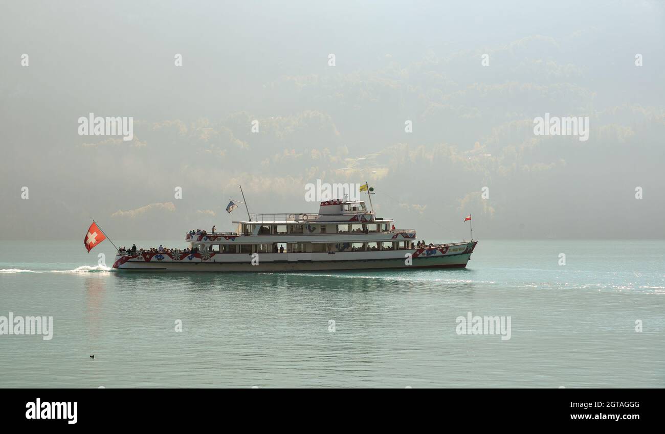 Brienz, Switzerland Oct 18, 2018. Boat trips on Lake Brienz