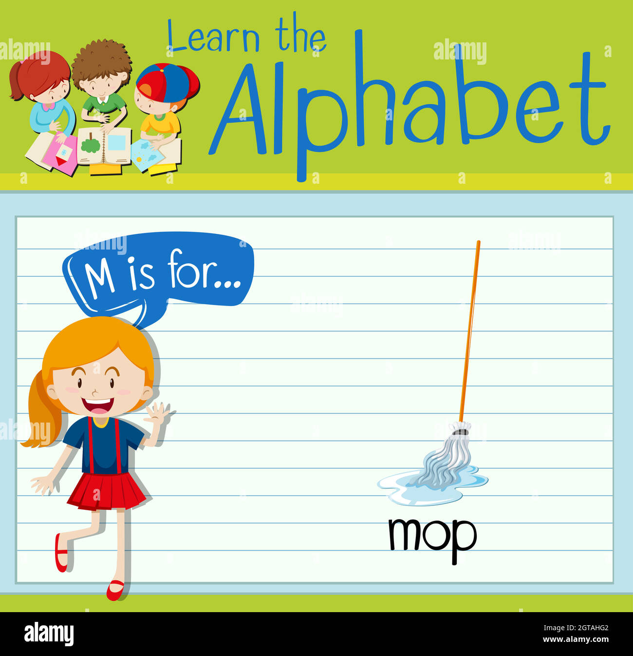 Flashcard letter M is for mop Stock Vector Image & Art Alamy