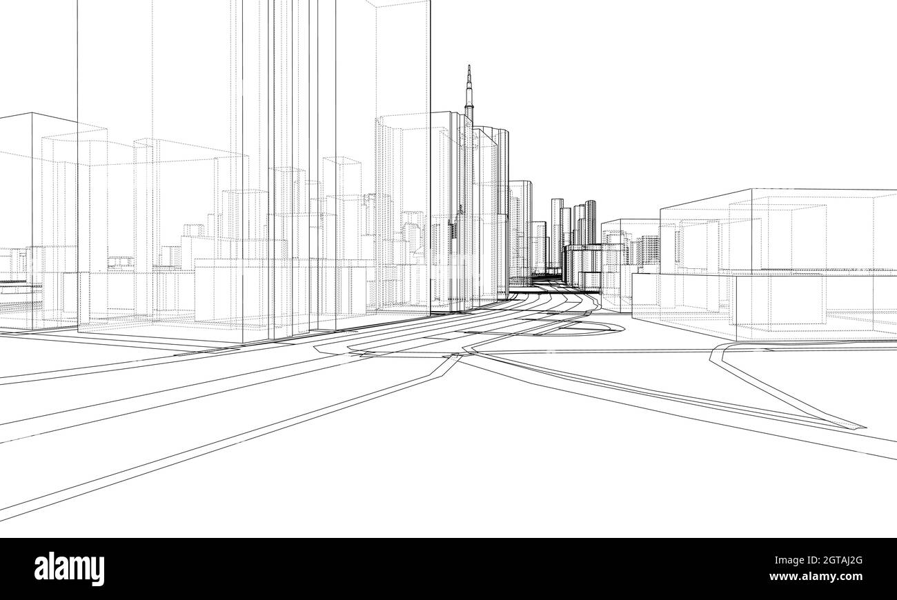 Vector 3d urban landscape. Buildings and roads Stock Vector Image & Art ...