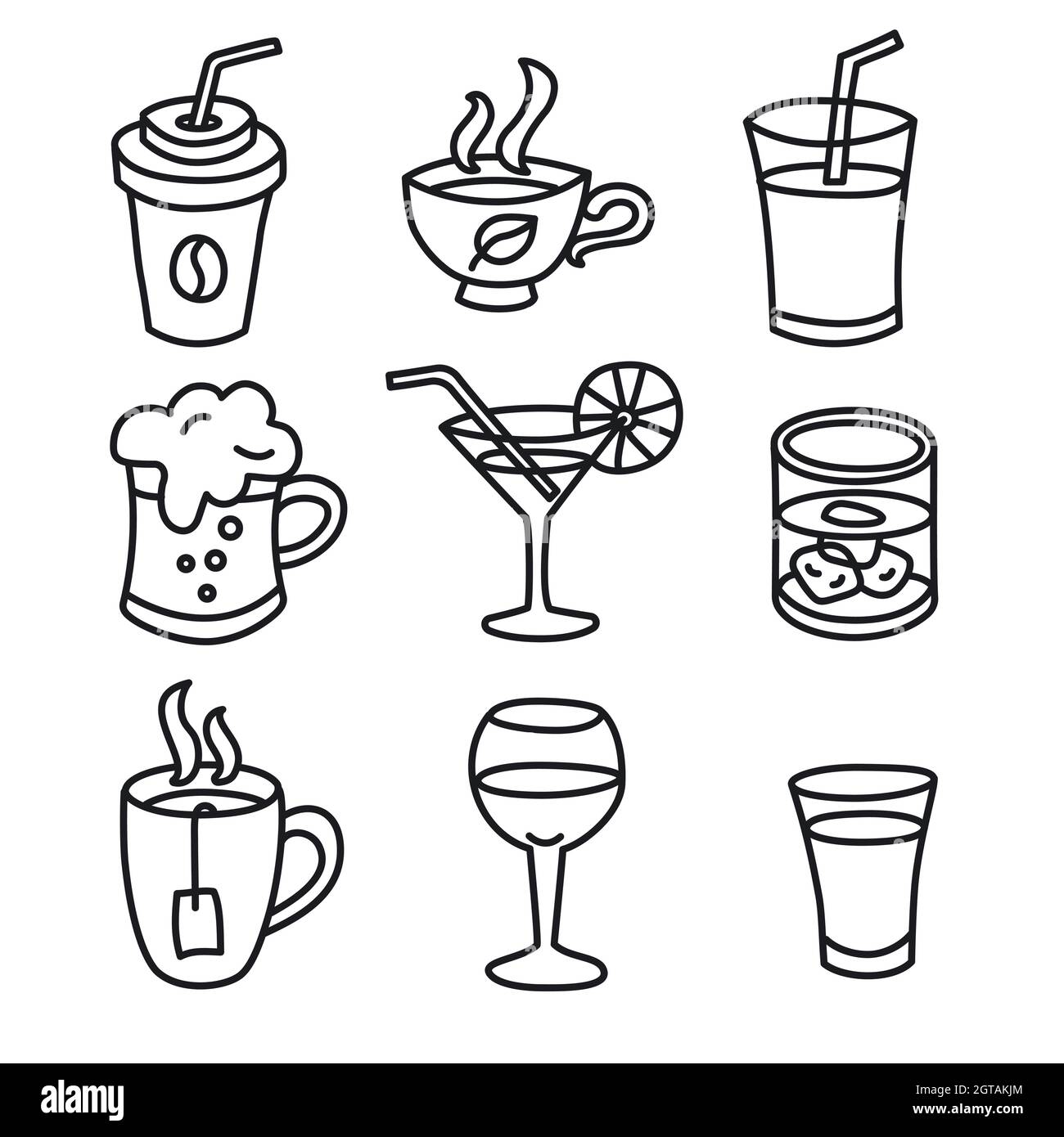 illustration of the alcohol drinks and beverages icons set Stock Vector ...