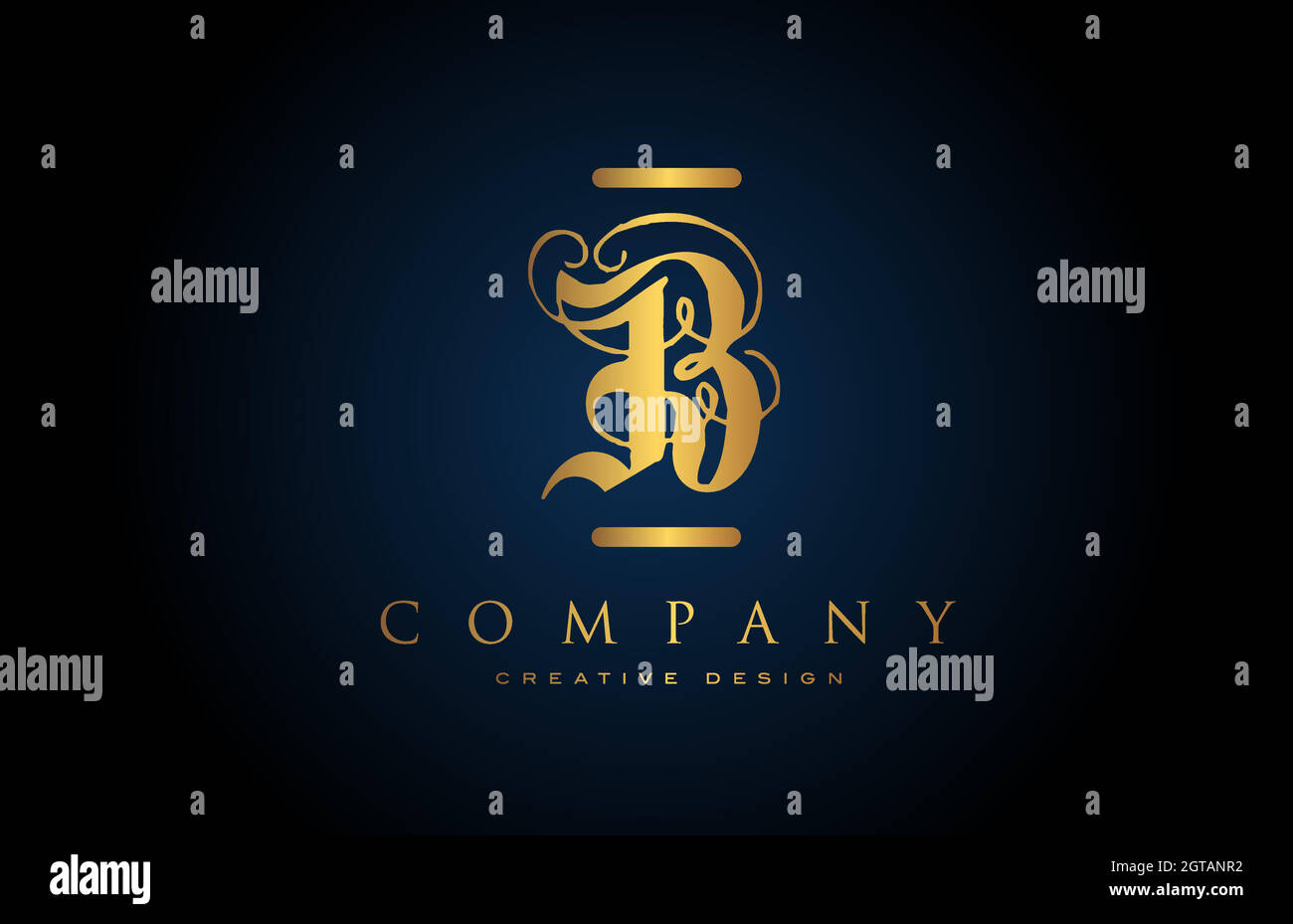 vintage gold B alphabet letter logo icon for company and business ...