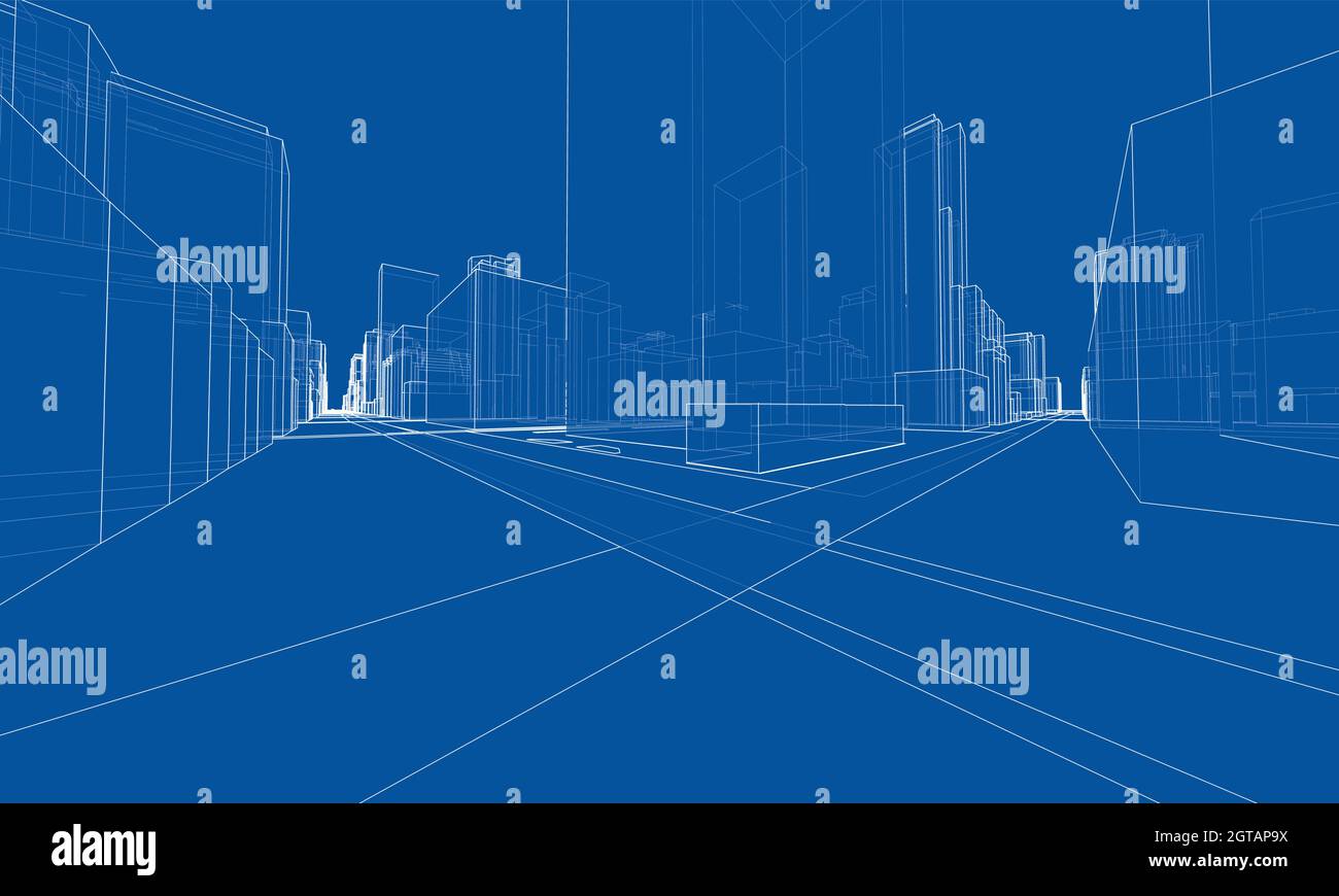 Vector 3d urban landscape. Buildings and roads Stock Vector Image & Art ...