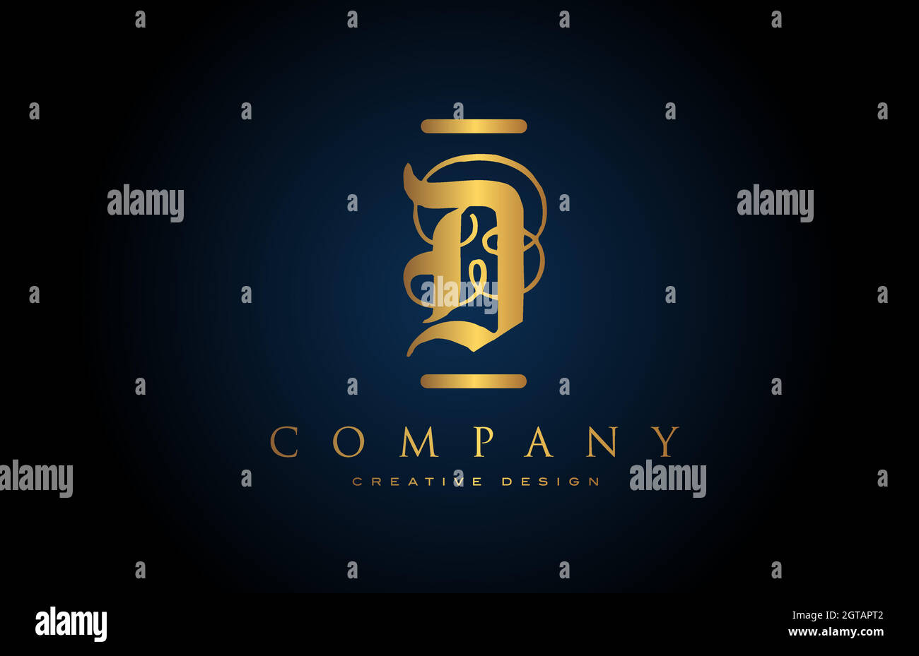 vintage gold D alphabet letter logo icon for company and business ...