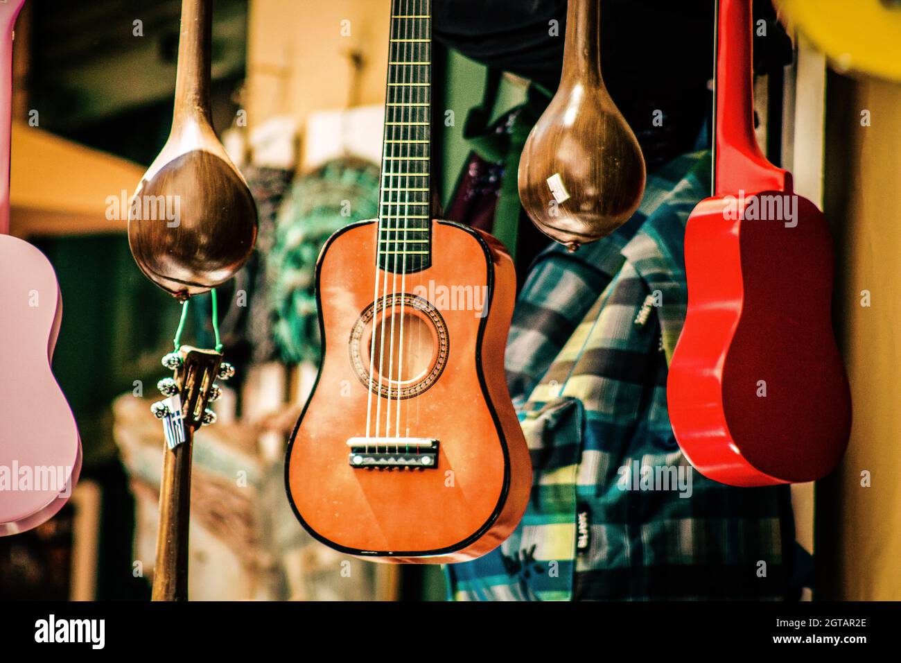 Musical Instruments For Sale In Store Stock Photo Alamy