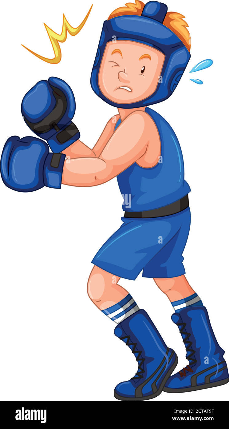 Knockout punch to a boxer isolated Stock Vector