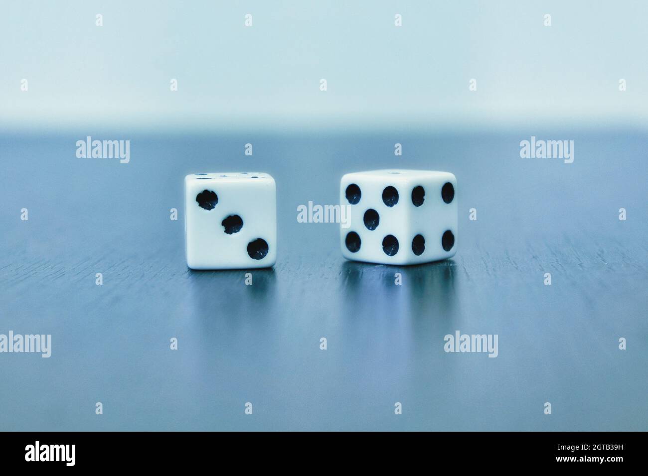 Close-up Of Game Cubes On Table. Casino. Stock Photo
