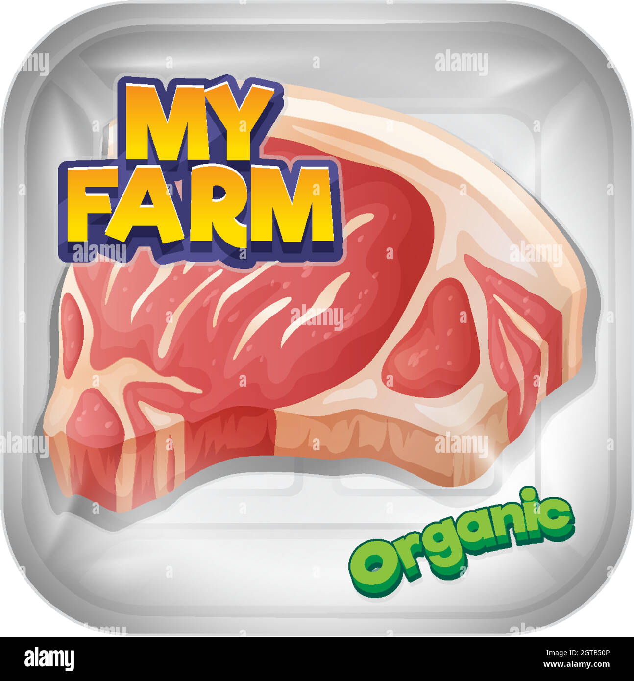 Font design for word my farm with pork in pack Stock Vector