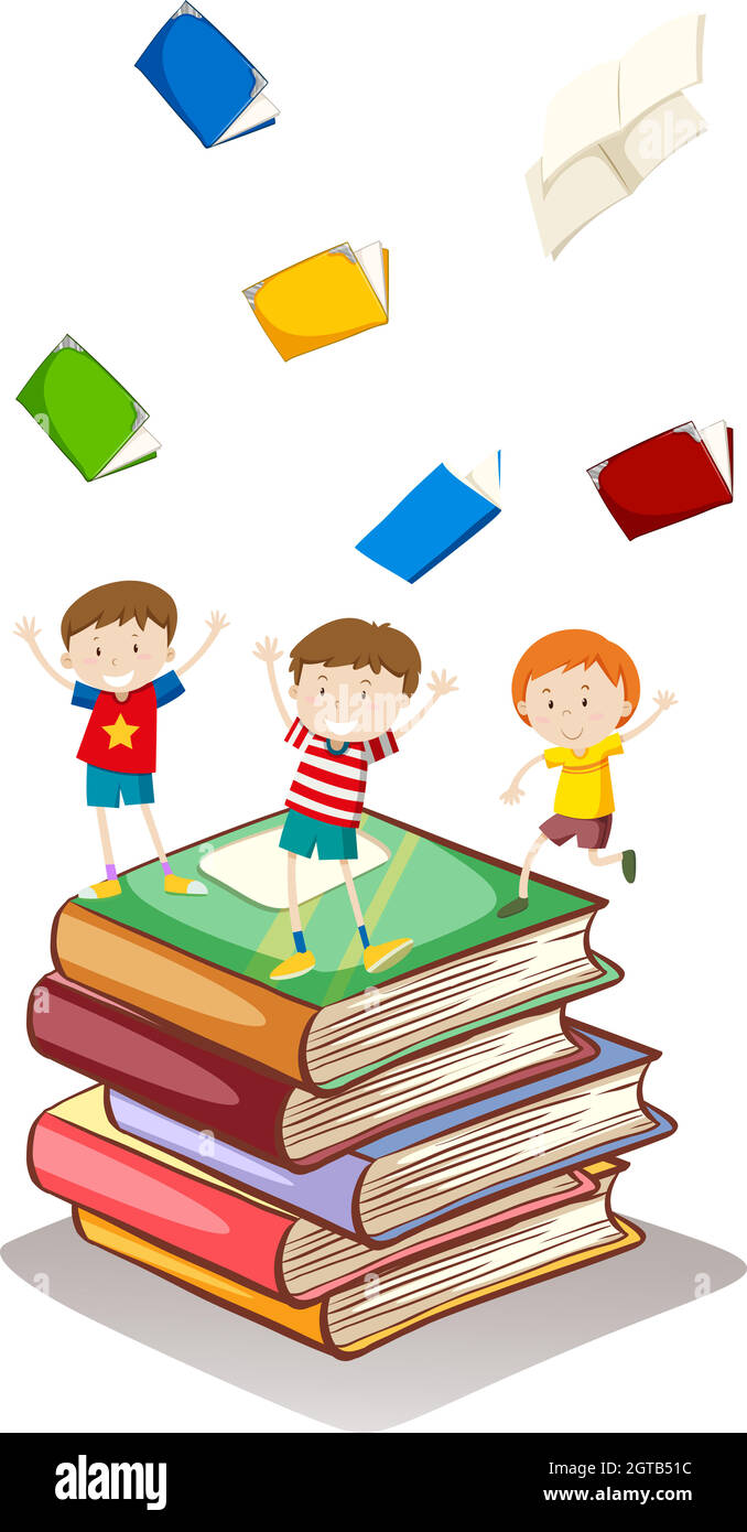 Three boys throwing books Stock Vector Image & Art Alamy
