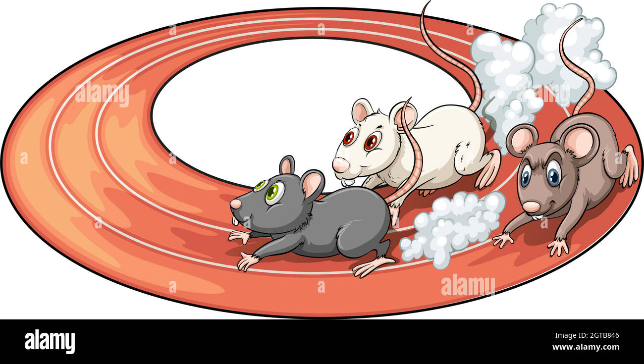 Three rats racing Stock Vector