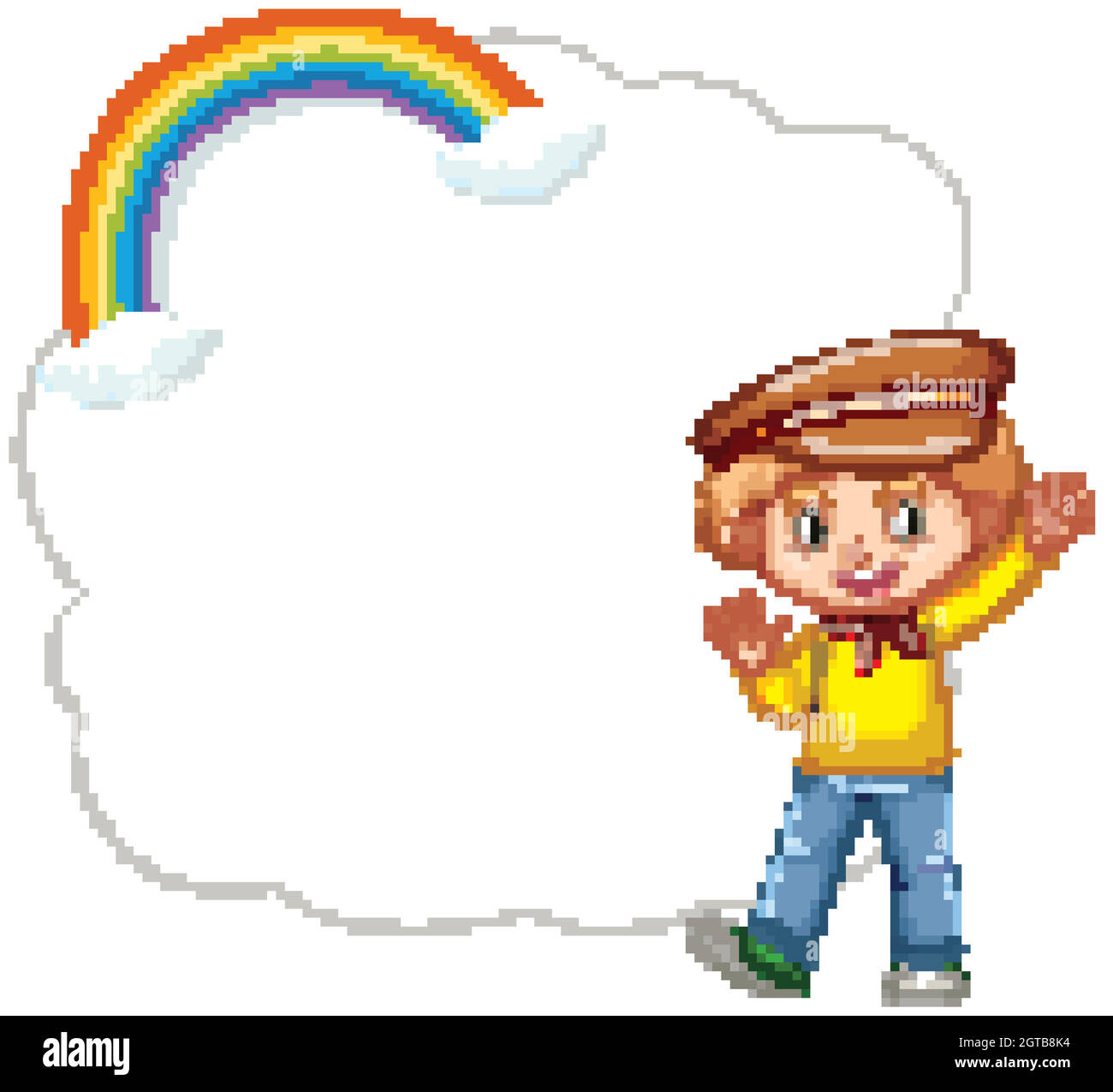 Happy boy with cloud template Stock Vector Image & Art - Alamy