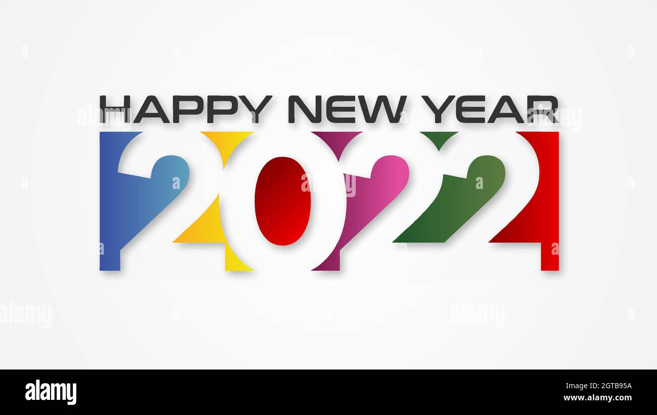 Happy new year 2022 colorful text. 2022 number vector suitable design ...