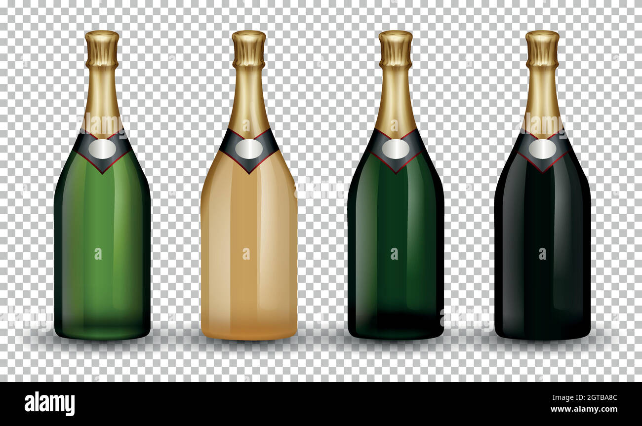 Set of champagne bottle Stock Vector