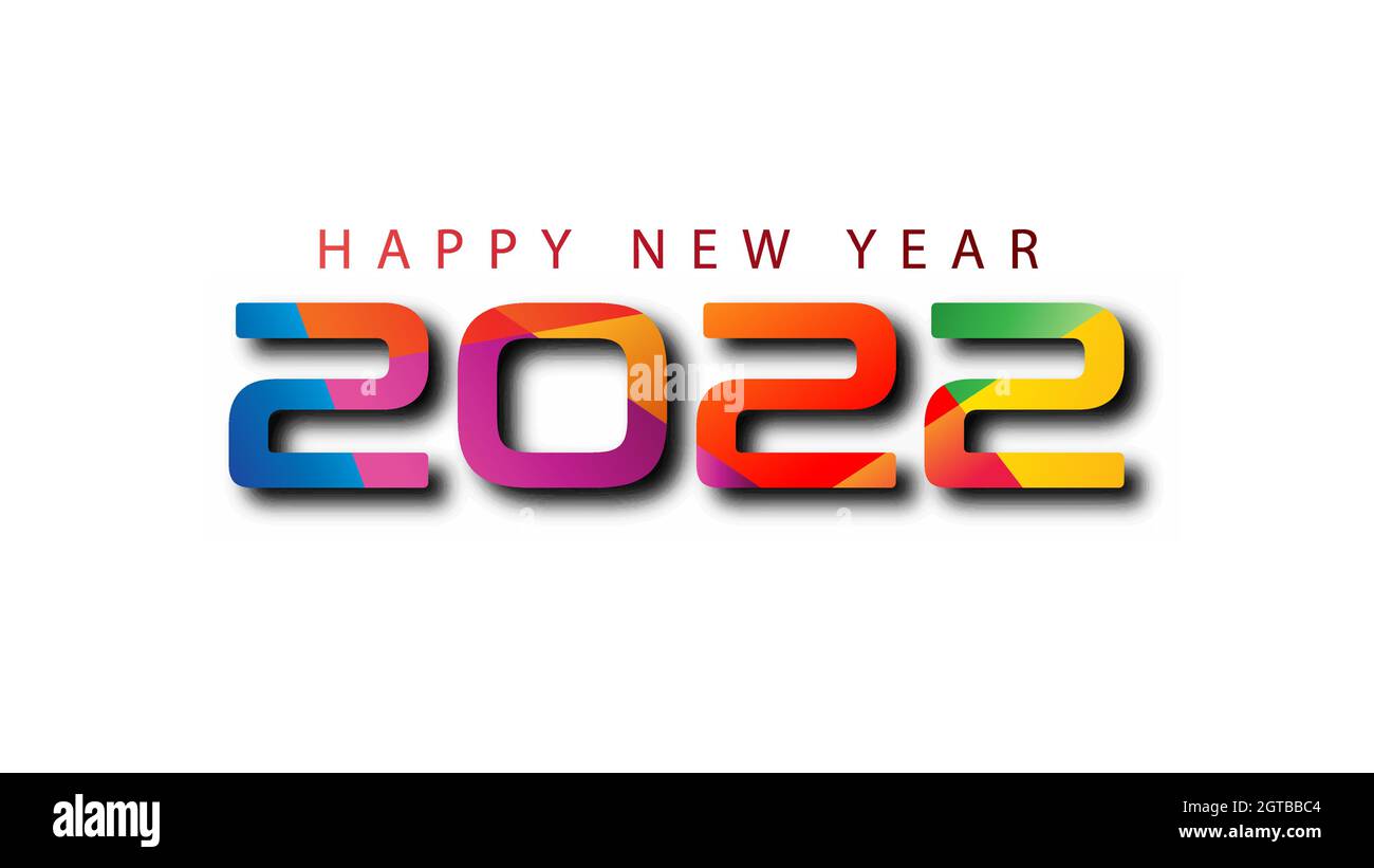 2022 colorful Text. Happy New Year 2022. suitable for greeting, invitations, banner or background design of 2022. Vector design illustration Stock Vector