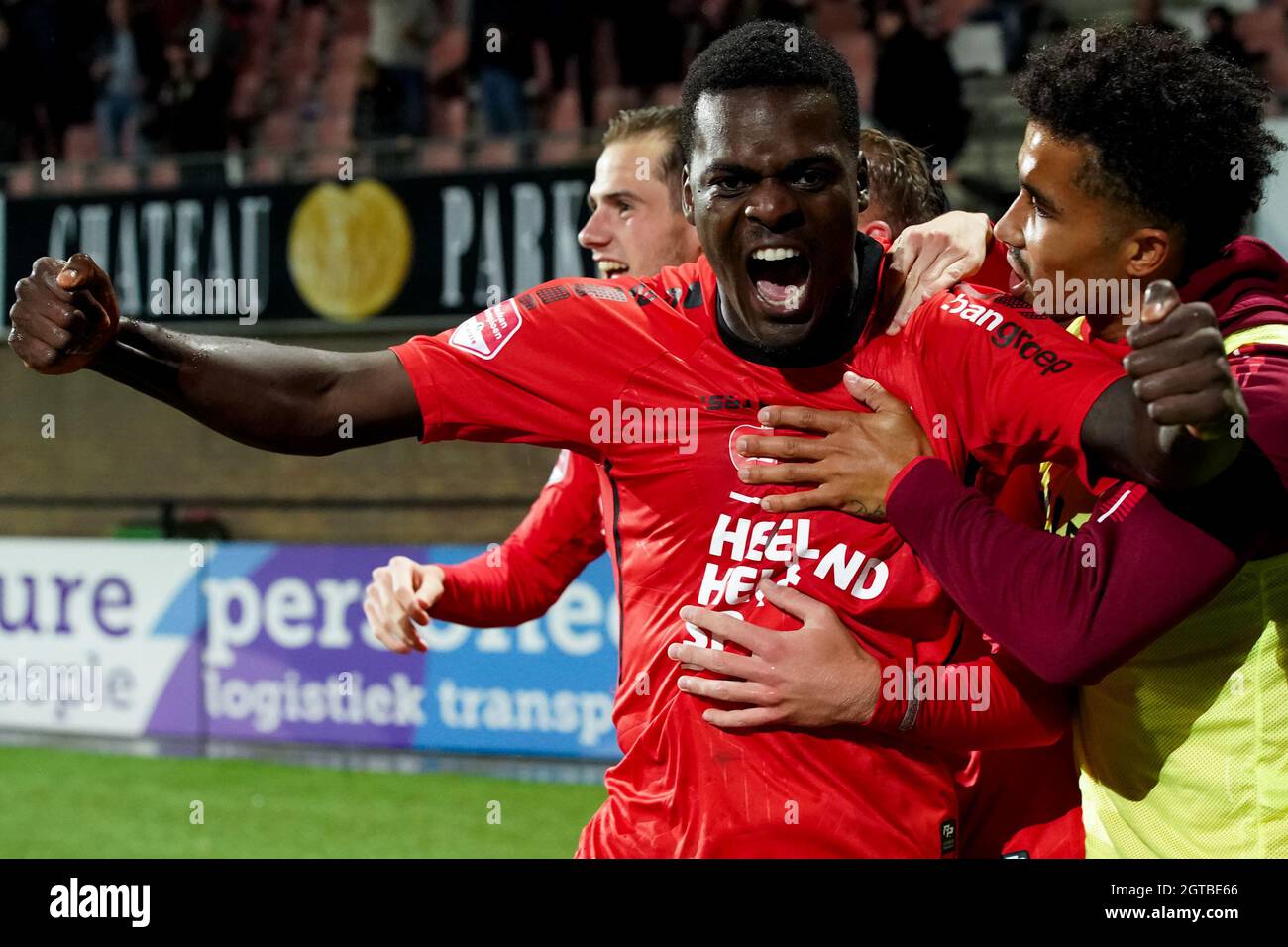Helmond Netherlands October 1 Jossue Dolet Of Helmond Sport Celebrates After Scoring His Sides Second Goal During The Dutch Keukenkampioendivisie Match Between Helmond Sport And Jong Ajax At The Solarunie Stadion