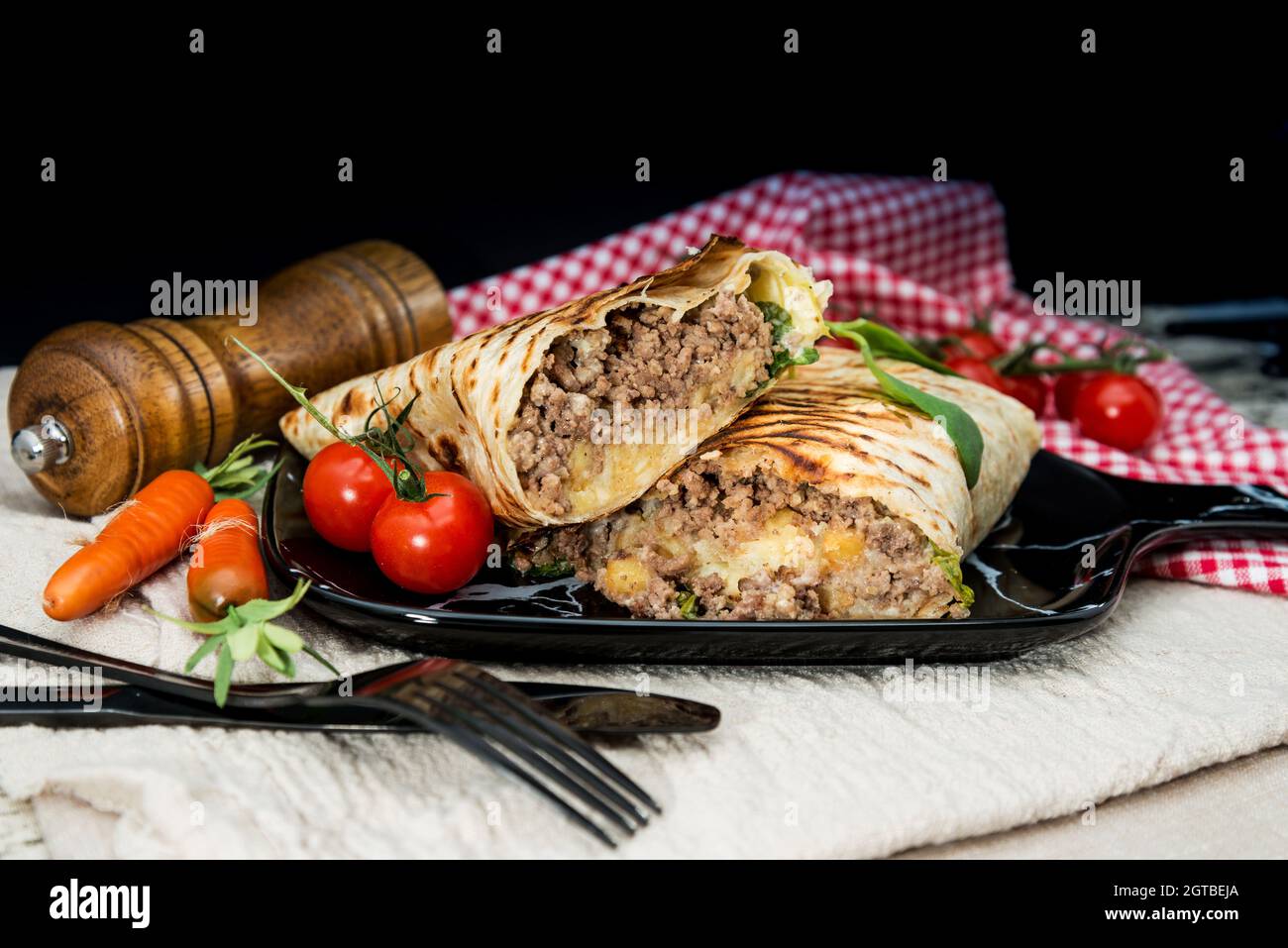 Close-up Of Stuffed Food In Plate On Table Stock Photo