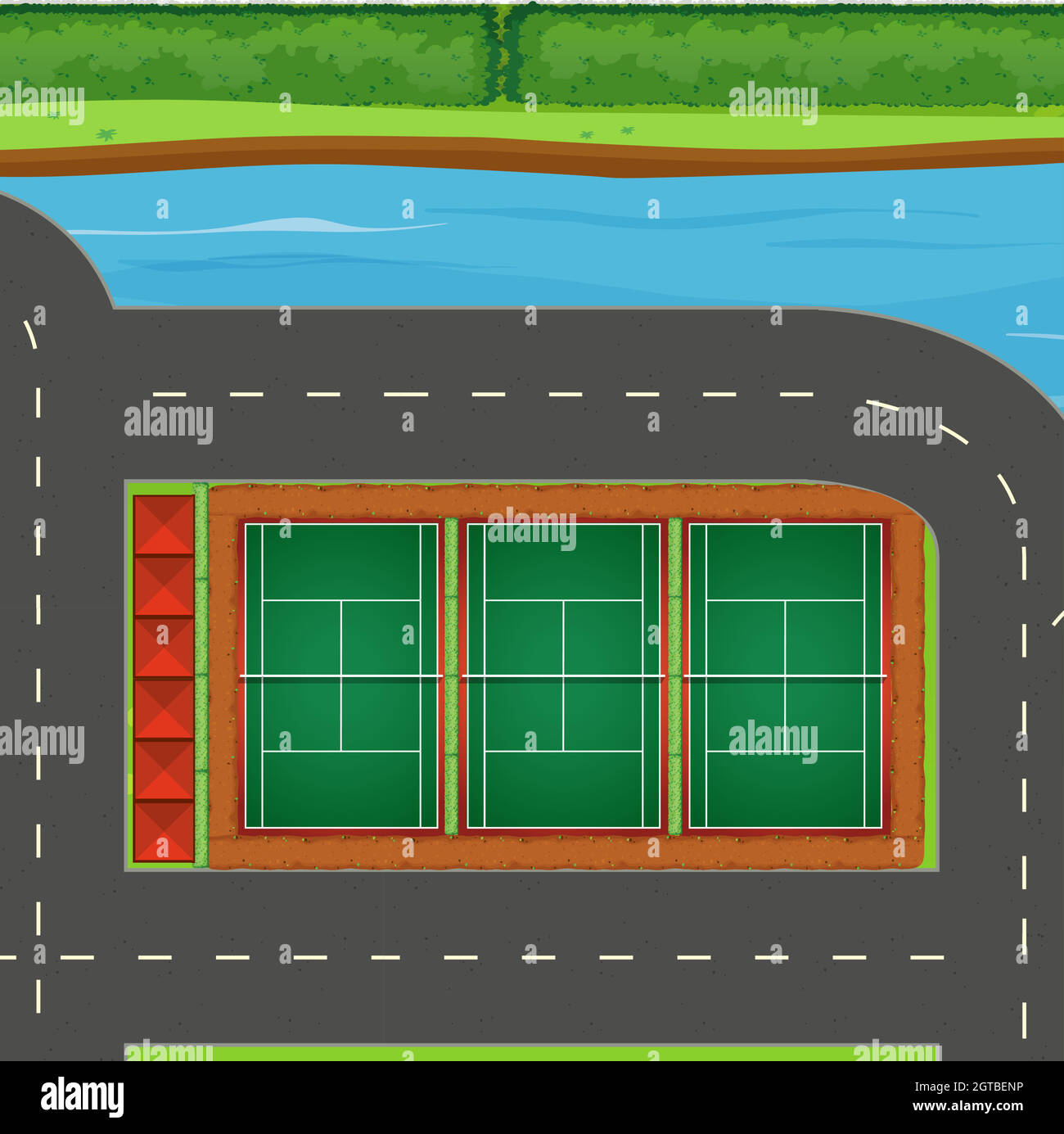 Top view of tennis courts Stock Vector