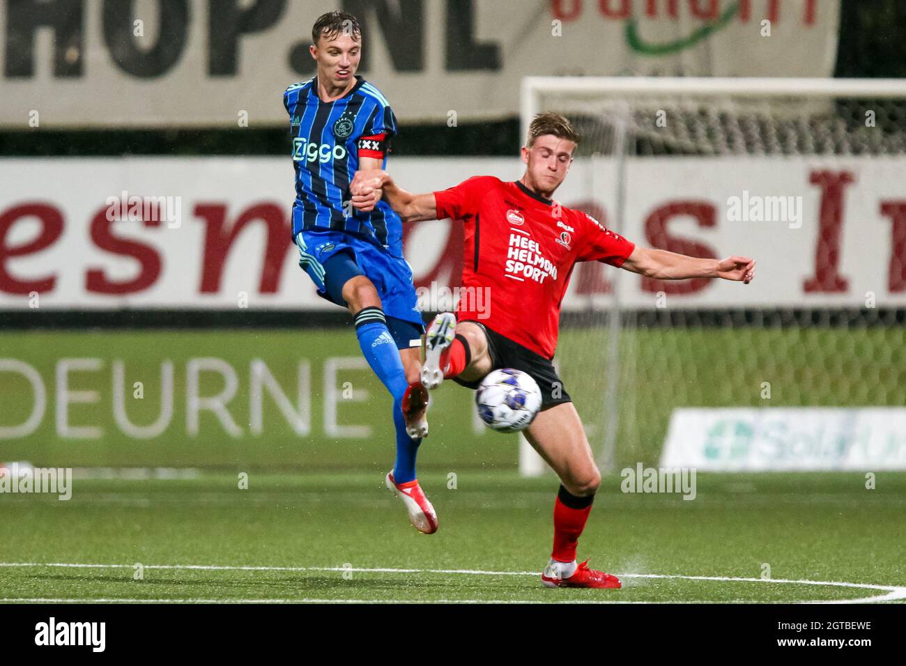 Helmond Netherlands October 1 Youri Regeer Of Ajax U23 And Jelle Goselink Of Helmond Sport During The Dutch Keukenkampioendivisie Match Between Helmond Sport And Jong Ajax At The Solarunie Stadion On