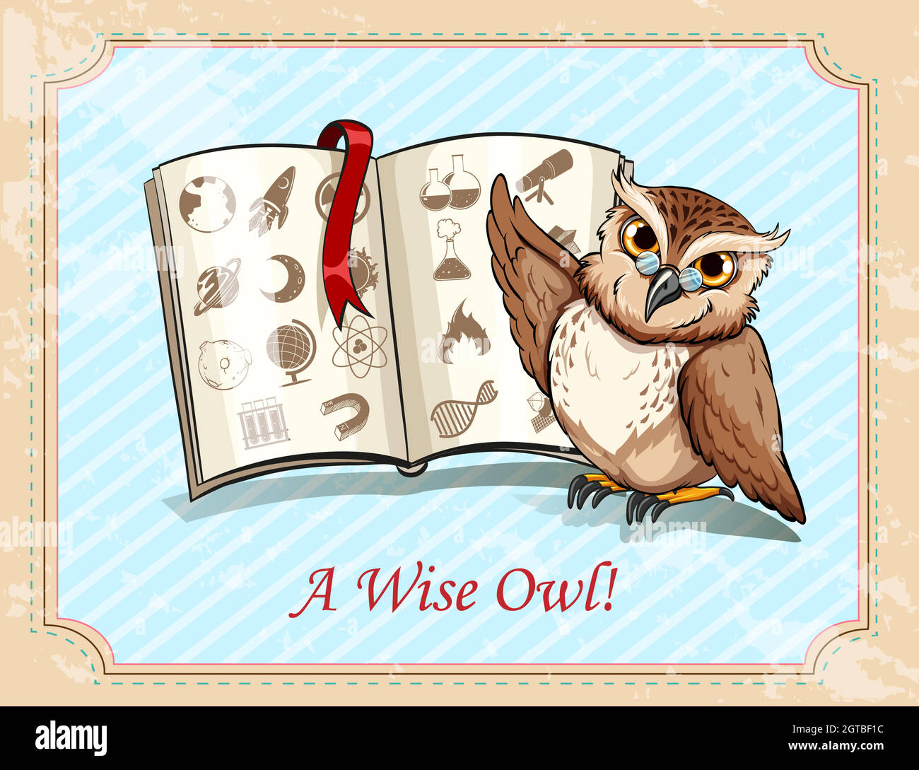 Idiom a wise owl Stock Vector