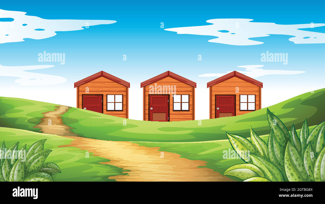 Three houses on the field Stock Vector Image & Art Alamy