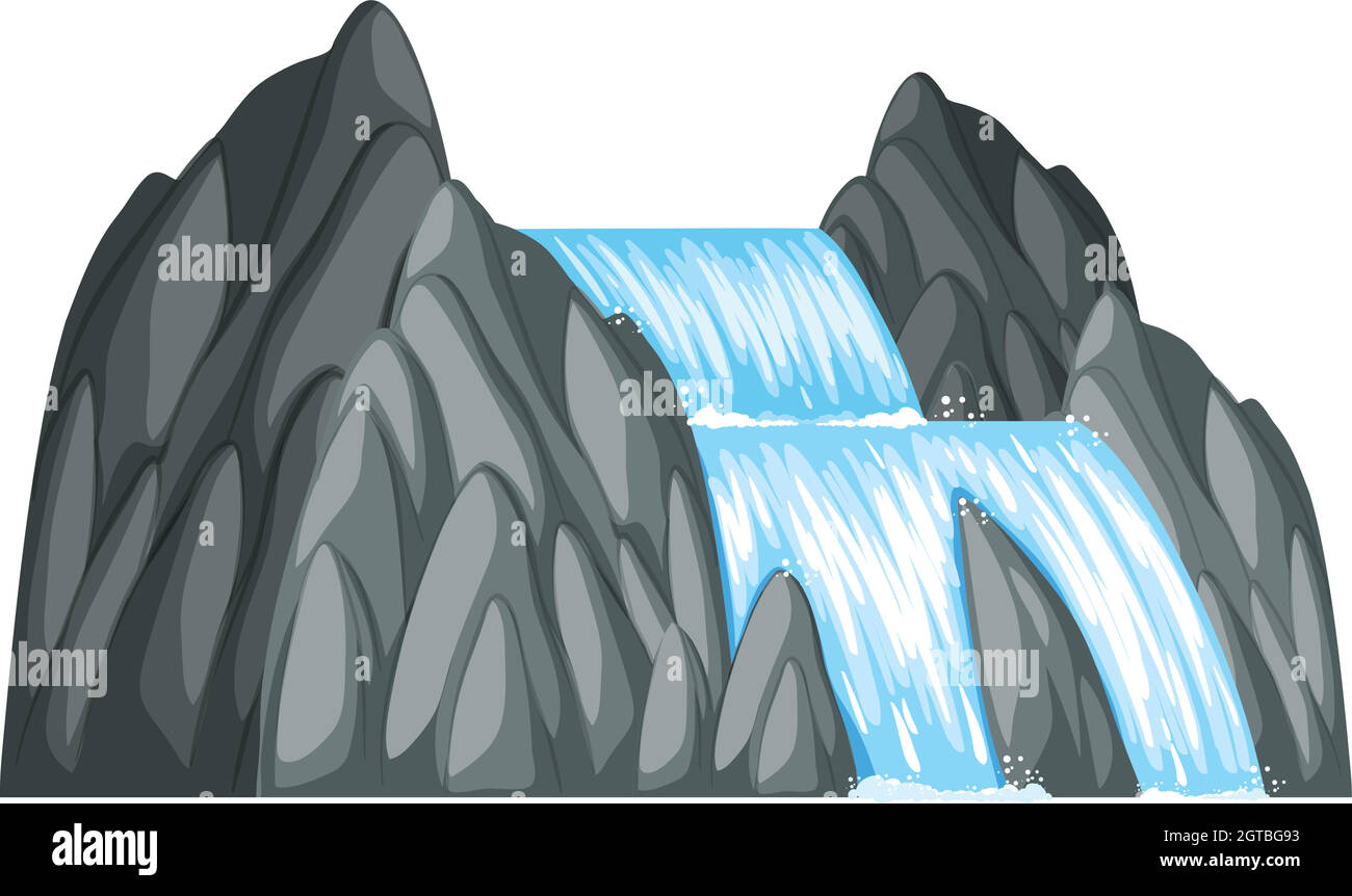 Waterfall down the rock Stock Vector