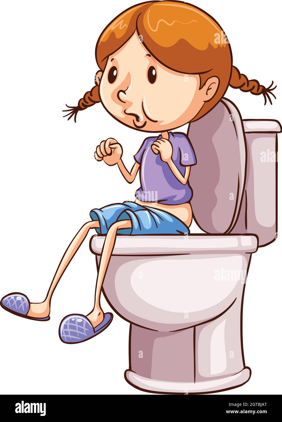 Girl and toilet Stock Vector