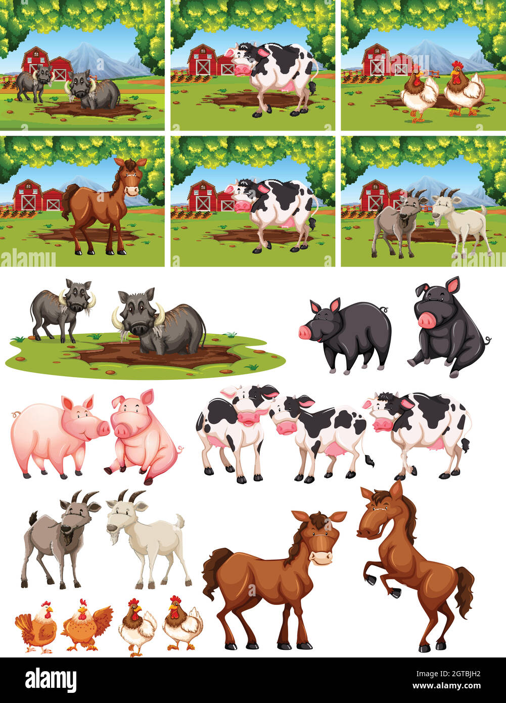 Set of animal at farm Stock Vector Image & Art - Alamy